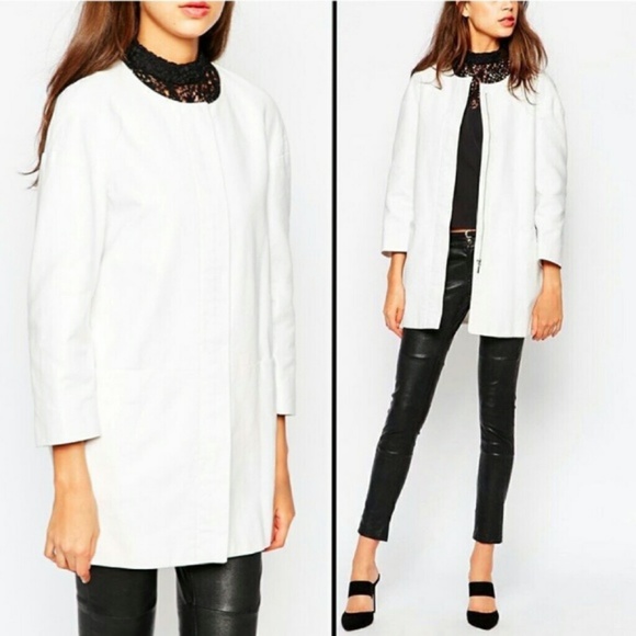 French Connection Jackets & Blazers - French Connection Daisy White Harbour Coating Wool